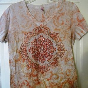 3/$20 Kiara V-neck top, Yoga/mandela sparkle